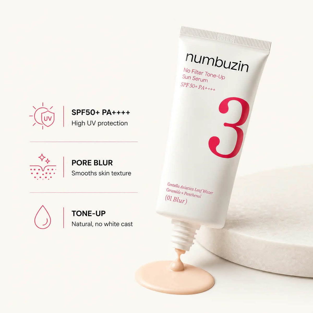 numbuzin No.3 No Filter Tone-Up Sun Serum SPF50+ PA++++ (01 Blur)