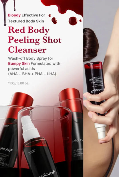 MEDICUBE RED BODY PEELING SHOT, STRAWBERRY SKIN BODY SPRAY CLEANSER