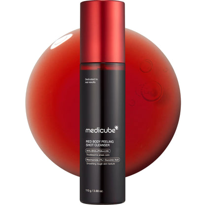MEDICUBE RED BODY PEELING SHOT, STRAWBERRY SKIN BODY SPRAY CLEANSER