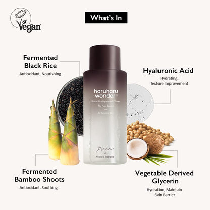Haruharu Wonder Black Rice Hyaluronic Toner for Sensitive Skin (Fragrance-Free)