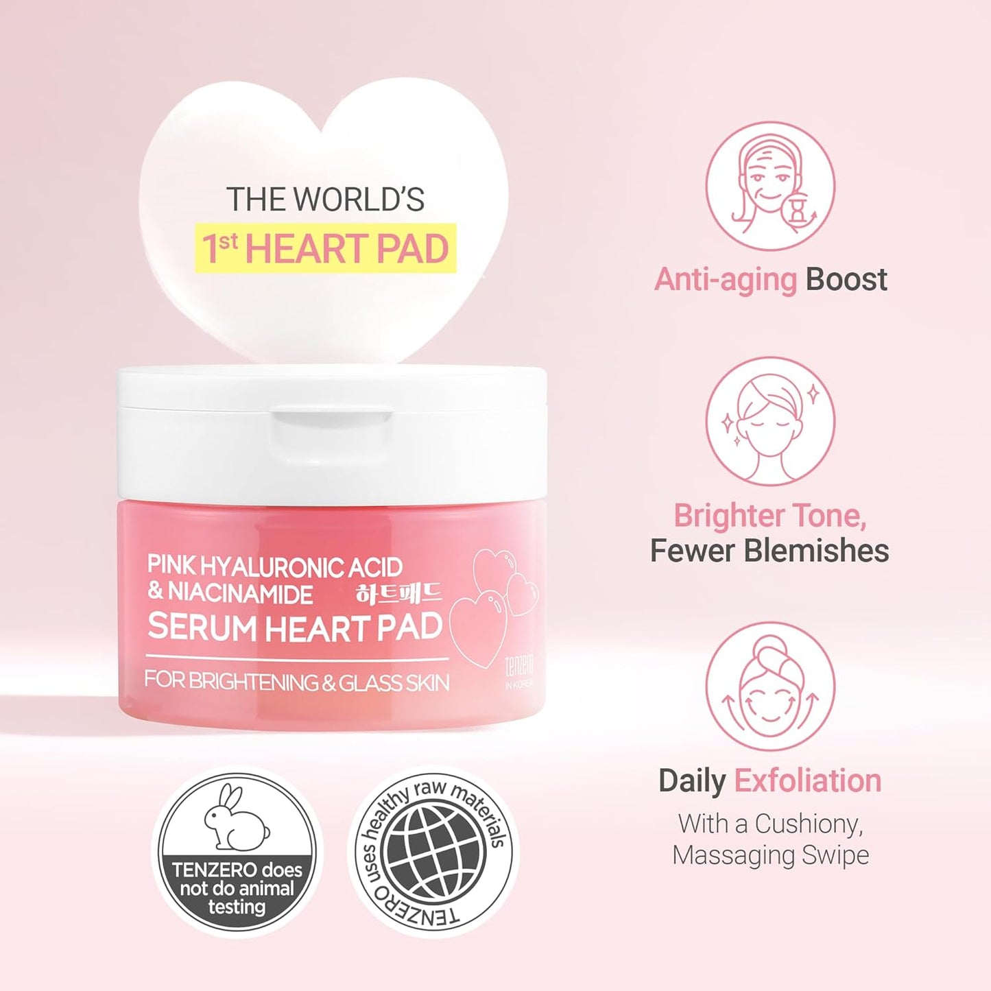 TENZERO Pink Hyaluronic Acid Niacinamide Serum Heart Pad