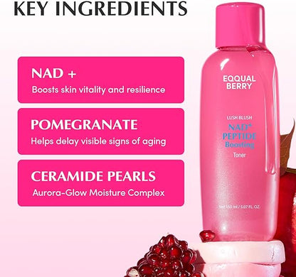 EQQUALBERRY LUSH BLUSH NAD+ PEPTIDE Boosting Toner 150ML