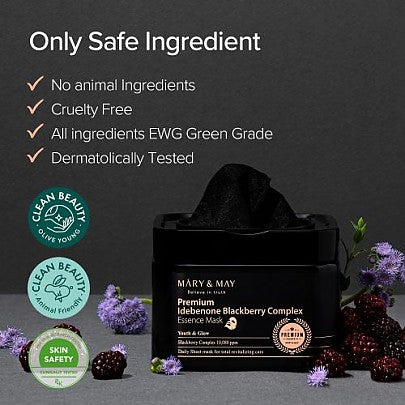 Mary & May Premium Idebenone Blackberry Complex Essence Mask (30 Sheets)