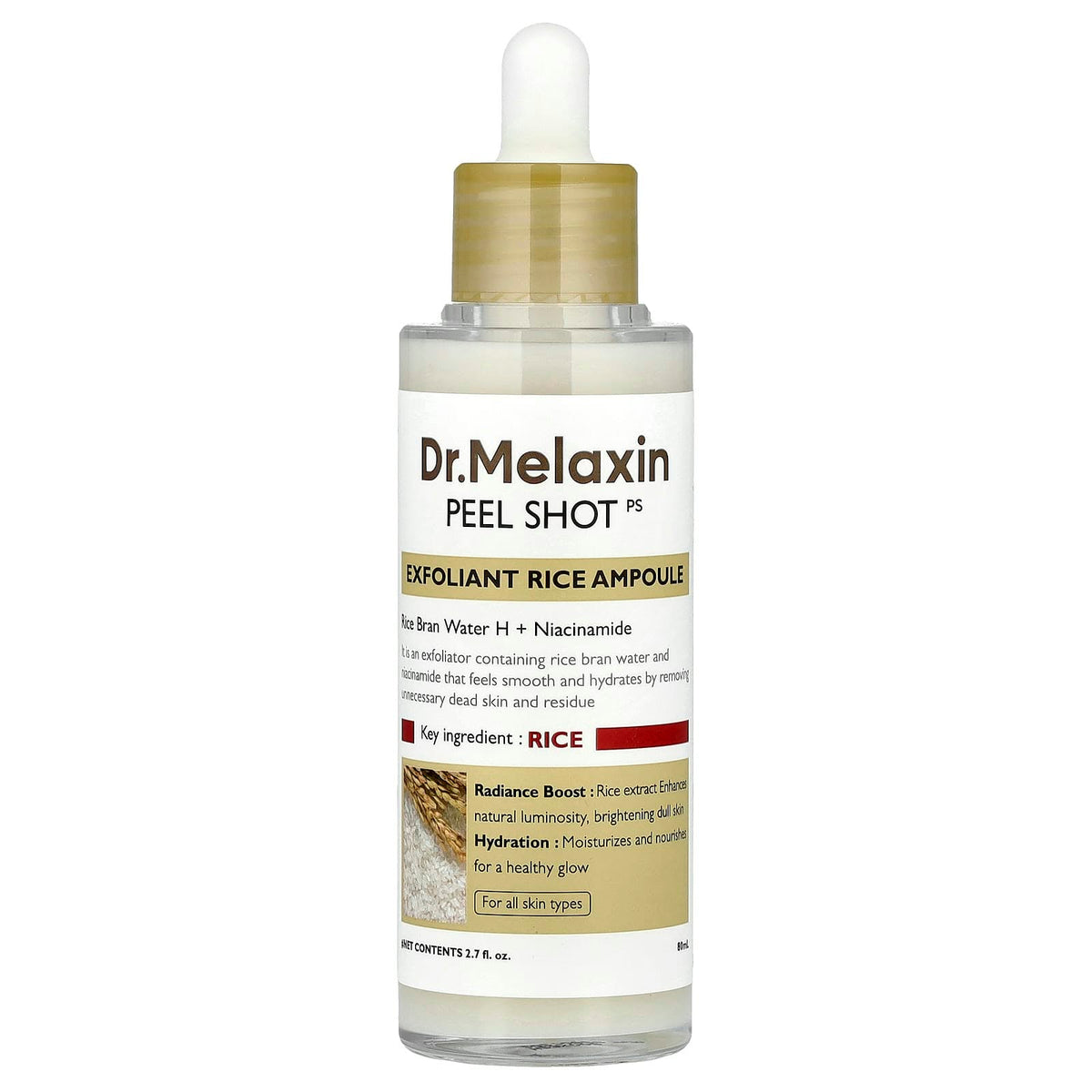 Dr. Melaxin Peel Shot PS Exfoliant Rice Ampoule 80ml
