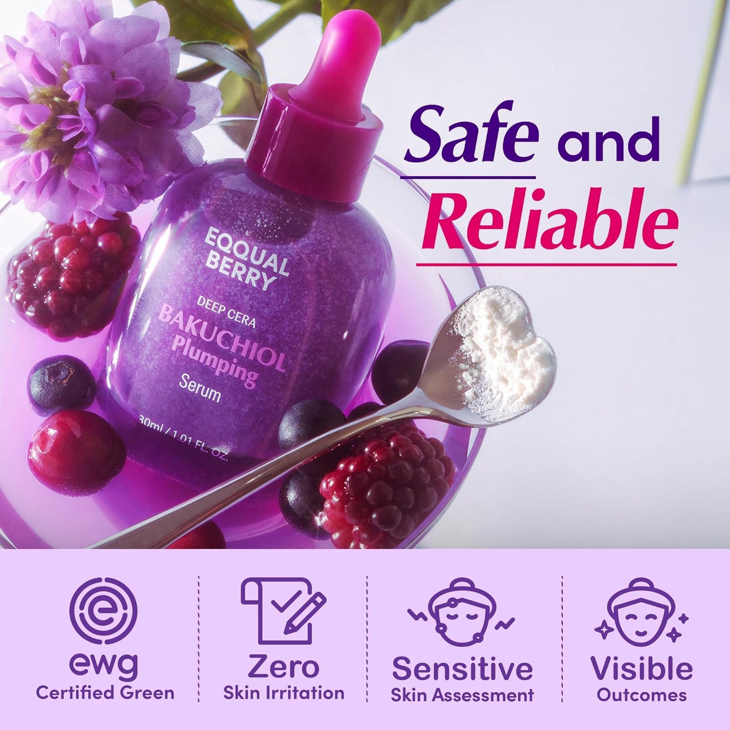 Eqqual Berry Deep Cera Bakuchiol Plumping Serum 30ml