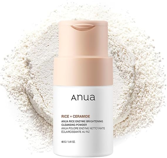 ANUA Rice Enzyme Brightening Cleansing Powder is a gentle daily exfoliating cleanser that combines rice powder and enzymes to cleanse, brighten dull skin, smooth rough texture, and promote a clearer, more radiant complexion without stripping moisture.