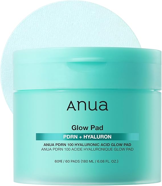 Anua PDRN 100 Hyaluronic Acid Glow Pad for hydration, skin barrier support, and radiant glowing skin