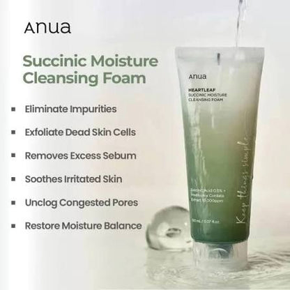 Anua Heartleaf Succinic Asid Moisture Cleansing Foam 150ml