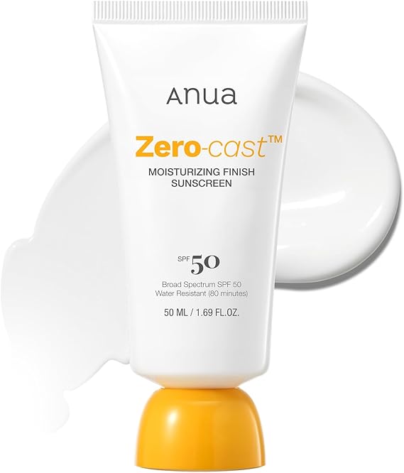 Anua Zero-Cast Moisturizing Finish Sunscreen SPF50+ PA++++ 50ml lightweight Korean sunscreen