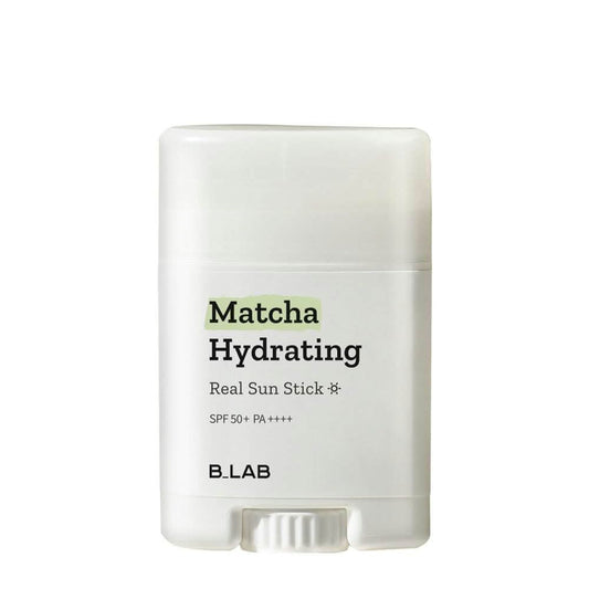 B.LAB Matcha Hydrating Real Sun Stick SPF50+ PA++++ in a White Stick Container for Daily Sun Protection and Hydration
