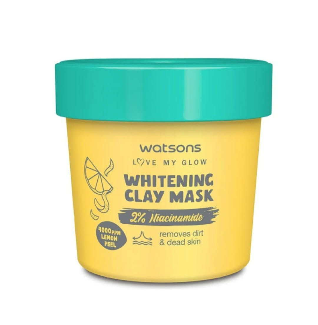  
Watsons Love My Glow Whitening Clay Mask with 2% Niacinamide and 4000ppm Lemon Peel, 100g