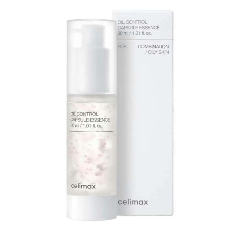 Celimax Oil Control Capsule Essence 30ml in a White Bottle with Oil-Control Capsules for Oily and Combination Skin