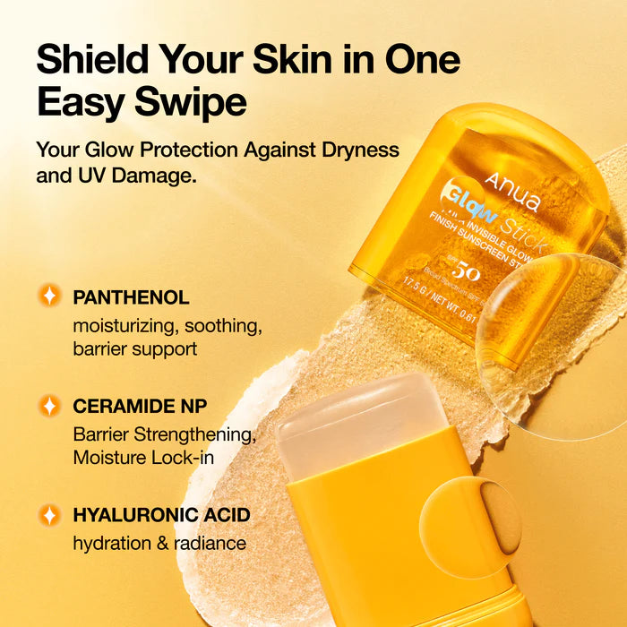 ANUA Invisible Glow Finish Sunscreen Stick SPF50 17.5g