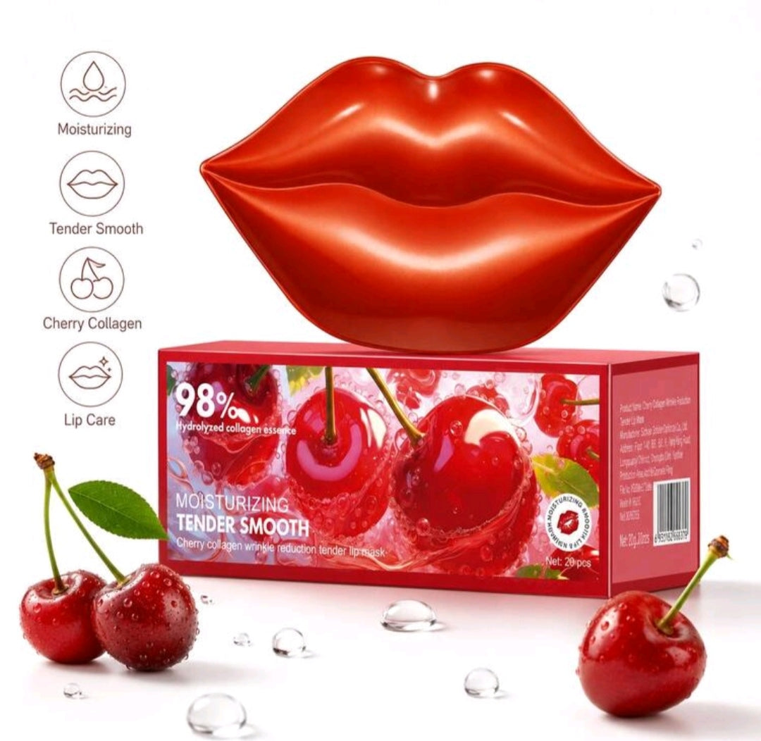 Cherry Collagen Wrinkle Reduction Tender Lip Mask 20pcs | Hydrating & Plumping Lip Mask