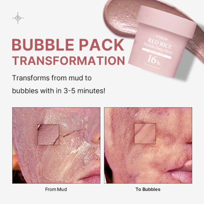 P.CALM RED RICE BUBBLE DEEP MASK 90G