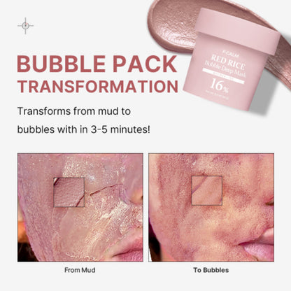 P.CALM RED RICE BUBBLE DEEP MASK 90G